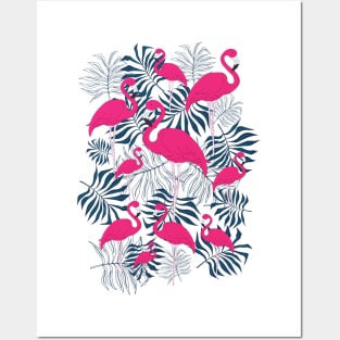 Pink Flamingo Pattern Posters and Art